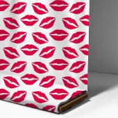 Red Lipstick Kisses Pattern Stoff