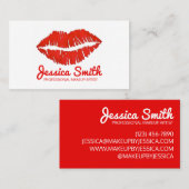 Red Lipstick Lips Kiss Makeup Artist Beauty Expert Visitenkarte (Vorne/Hinten)