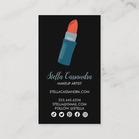 Red Lipstick Makeup Artist Beauty Salon Skincare Visitenkarte (Rückseite)