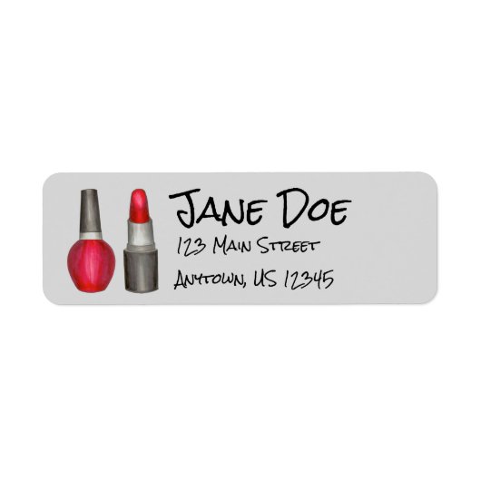 Red Lipstick Nail Polnisch Makeup Address Labels (Vorne)