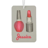 Red Lipstick Nail Polnisch Makeup Fashionista Gesc Autolufterfrischer (Rückseite)
