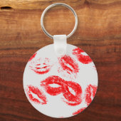 Red Lipstick Prints Schlüsselanhänger (Vorderseite)