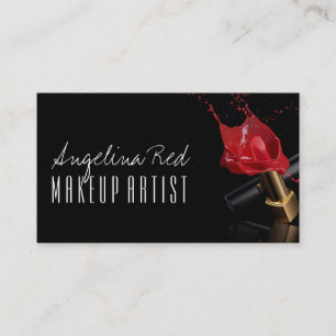 Red Lipstick Splash Makeup Artist Beauty Salon Visitenkarte