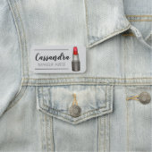 Red Lipstick Tube Makeup Artist Cosmetologe Namensschild (Beispiel)