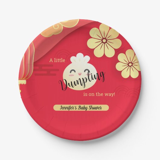 Red Little Dumpling Baby Shower Paper Plate Pappteller (Vorderseite)