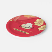 Red Little Dumpling Baby Shower Paper Plate Pappteller (Schrägansicht)