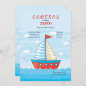 Red Little Sailboat Einladung (Vorne/Hinten)