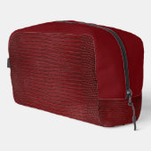 Red Lizard Leather Print Waschbeutel (Rechte Ecke)