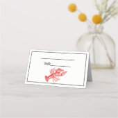 Red Lobster #1 Zeichnend Vine Script Monogram Platzkarte (Vorderseite)