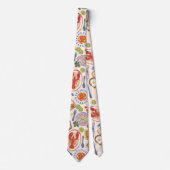 Red Lobster and Shrimp Seafood Pattern Neck Tie Krawatte (Vorderseite)