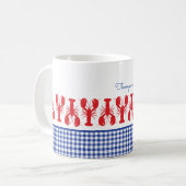 Red Lobster Blue Gingham Coastal Family Wiedersehe Kaffeetasse (Vorderseite Links)