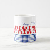 Red Lobster Blue Gingham Coastal Family Wiedersehe Kaffeetasse (Mittel)
