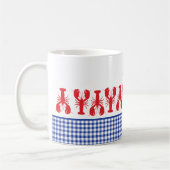 Red Lobster Blue Gingham Coastal Family Wiedersehe Kaffeetasse (Links)