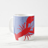 Red Lobster Blue Gingham Coastal Town NAME Summer Kaffeetasse (Vorderseite Links)