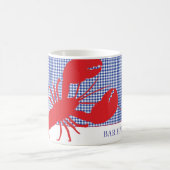 Red Lobster Blue Gingham Coastal Town NAME Summer Kaffeetasse (Mittel)