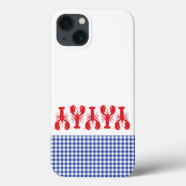 Red Lobster Blue Gingham Coastal Travel Tech Case-Mate iPhone Hülle