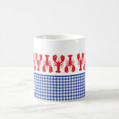 Red Lobster Blue White Gingham Coastal Fun Kaffeetasse (Mittel)