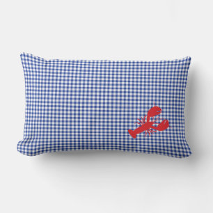 Red Lobster Blue White Preppy Gingham Wohngestaltu Lendenkissen