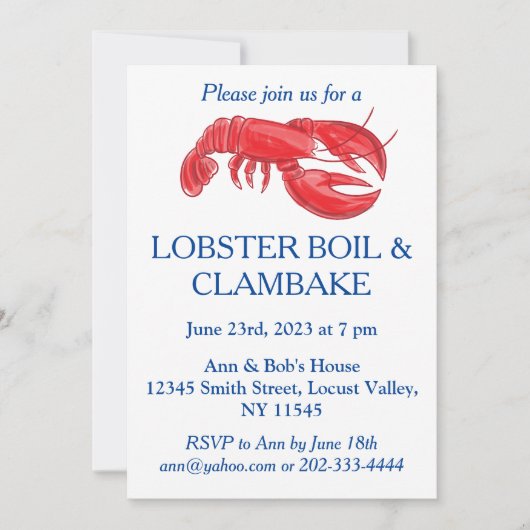 Red Lobster Boil Clambake Party Einladung (Vorderseite)