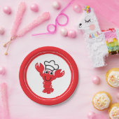 Red Lobster Koch Hat Niedlich Cartoon Illustration Pappteller (Party)