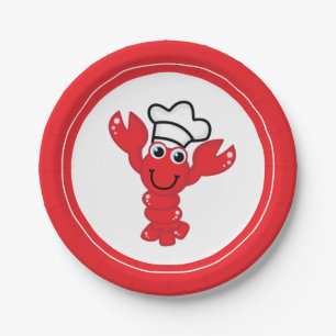 Red Lobster Koch Hat Niedlich Cartoon Illustration Pappteller