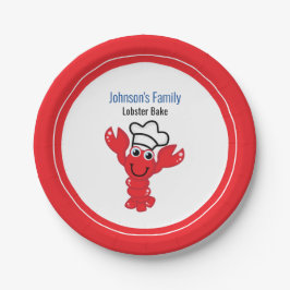 Red Lobster Niedlich Cartoon Koch Hat Illustration Pappteller