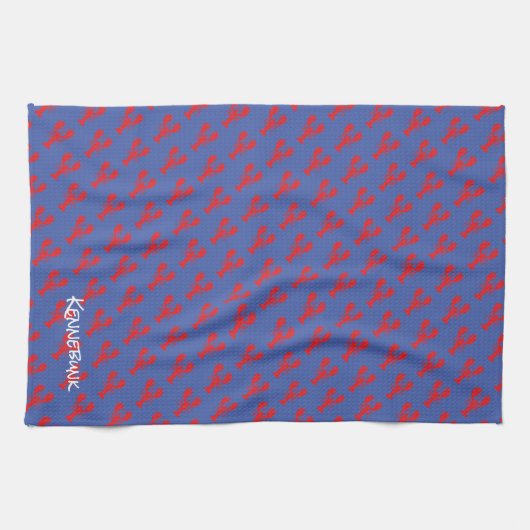 Red Lobster Pattern Coastal Beach Blue Fun Geschirrtuch (Horizontal)