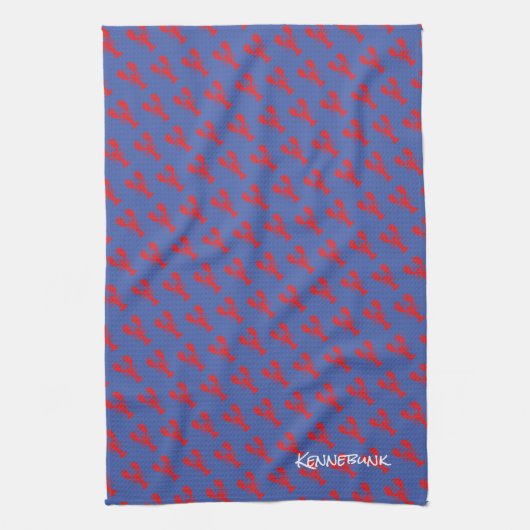 Red Lobster Pattern Coastal Beach Blue Fun Geschirrtuch (Vertikal)