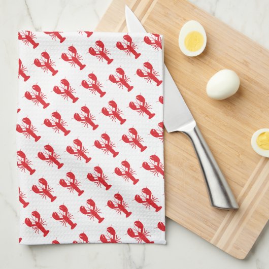 Red Lobster Pattern Küstenstrand Spaß am Meer Geschirrtuch (Viertel Falte)