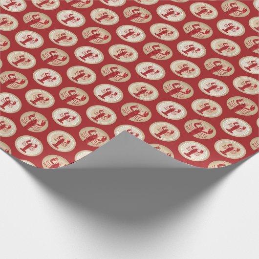 Red Lobster Pattern - Meeresfrüchte im Atlantik Geschenkpapier (Ecke)