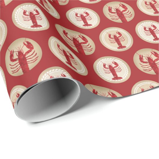 Red Lobster Pattern - Meeresfrüchte im Atlantik Geschenkpapier (Rolleneckpunkt)