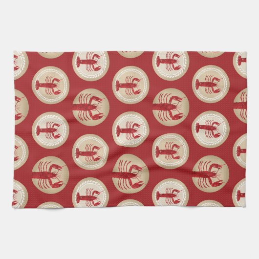 Red Lobster Pattern - Meeresfrüchte im Atlantik Geschirrtuch (Horizontal)
