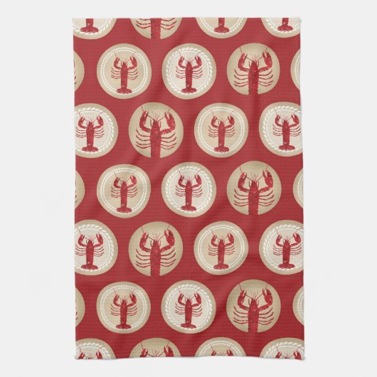 Red Lobster Pattern - Meeresfrüchte im Atlantik Geschirrtuch (Vertikal)