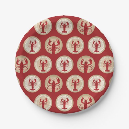 Red Lobster Pattern - Meeresfrüchte im Atlantik Pappteller (Vorderseite)