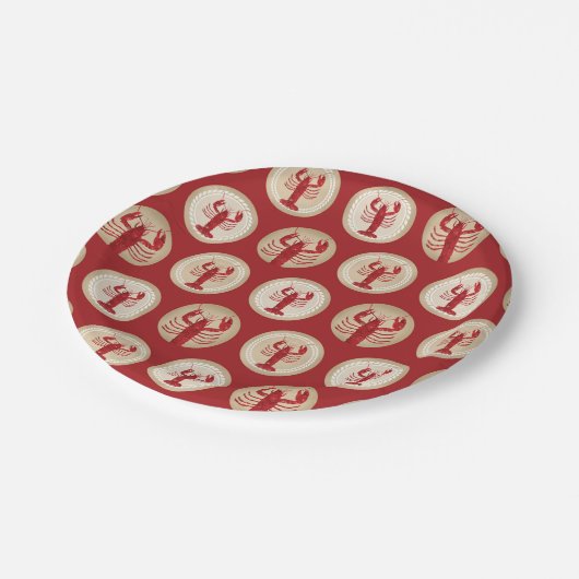 Red Lobster Pattern - Meeresfrüchte im Atlantik Pappteller (Schrägansicht)
