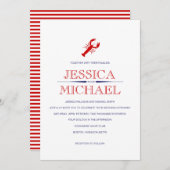 Red Lobster Wedding Navy Blue Nautical Theme Einladung (Vorne/Hinten)
