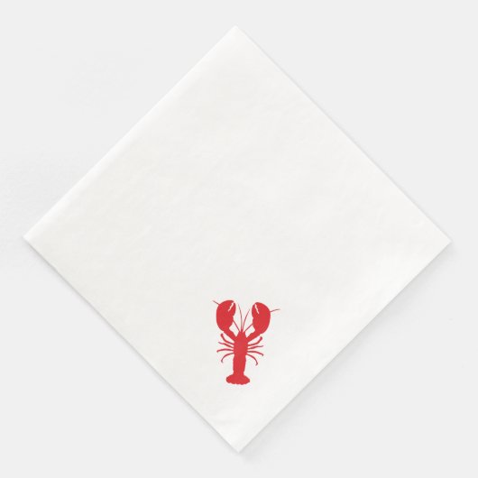 Red Lobster White Preppy Coastal Simple Fun Serviette (Ecke)