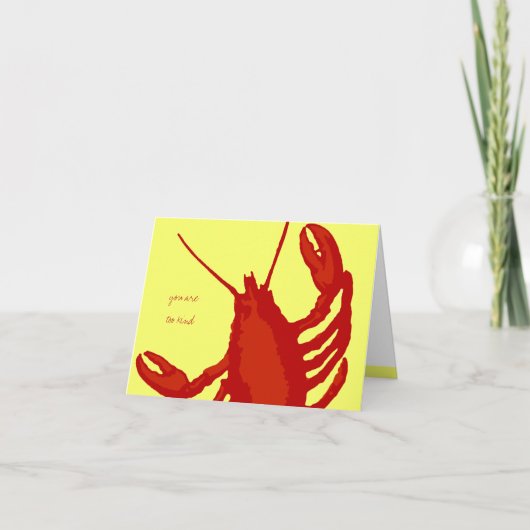 Red Lobster Yellow Custom Thank You Note Dankeskarte (Vorderseite)