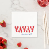 Red Lobsters Blue Custom LOCATION COASTAL Preppy Serviette (Beispiel)