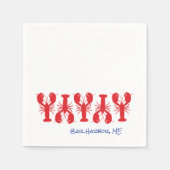 Red Lobsters Blue Custom LOCATION COASTAL Preppy Serviette (Vorderseite)