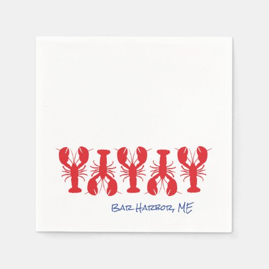 Red Lobsters Blue Custom LOCATION COASTAL Preppy Serviette (Vorderseite)