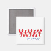 Red Lobsters Blue Custom Location White Preppy Magnet (Vorderseite/Rückseite)
