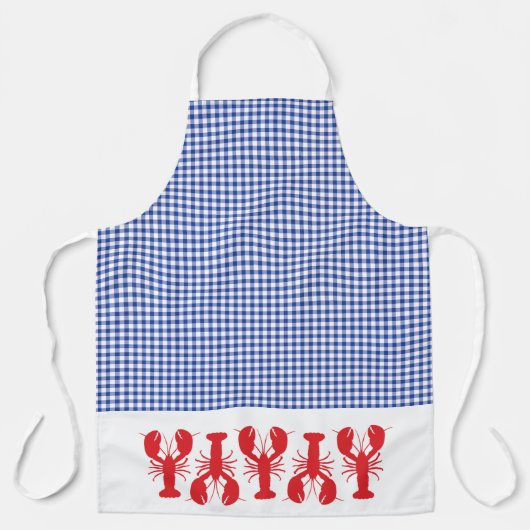 Red Lobsters Blue White Gingham Coastal Cook Grill Schürze (Vorderseite)