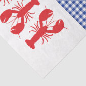 Red Lobsters Blue White Gingham Coastal Party Seidenpapier (Detail)