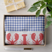 Red Lobsters Blue White Gingham Coastal Party Seidenpapier (Geschenk)