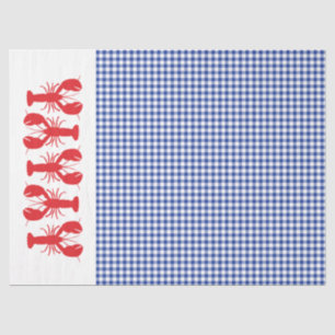 Red Lobsters Blue White Gingham Coastal Party Seidenpapier