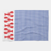 Red Lobsters Blue White Gingham Coastal Travel Geschirrtuch (Horizontal)