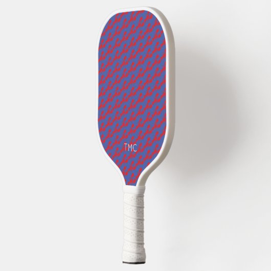 Red Lobsters Blue White Monogram Initials Pickleball Schläger (Links)