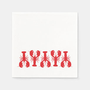 Red Lobsters Coastal Beach Ocean Fun Serviette