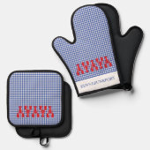 Red Lobsters Coastal Town NAME Karo Maine Fun Ofenhandschuh & Topflappen-Set (Vorderseite/Rückseite)